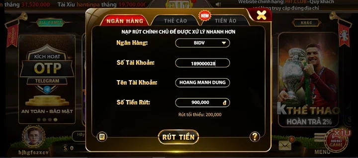 Review các phương thức Rút tiền Hitclub